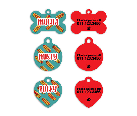 Hot Dogs Pet ID Tags