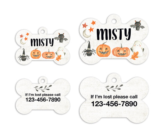 Fall Halloween Bone Pet ID Tags