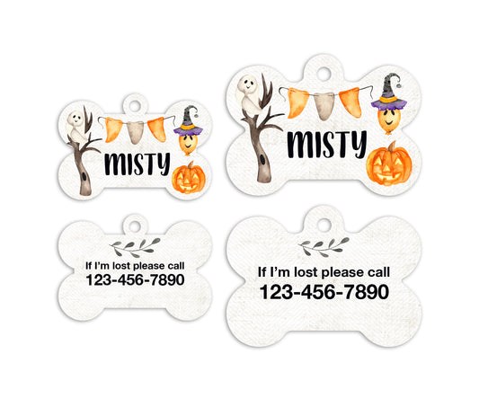 Fall Halloween Bone Pet ID Tags