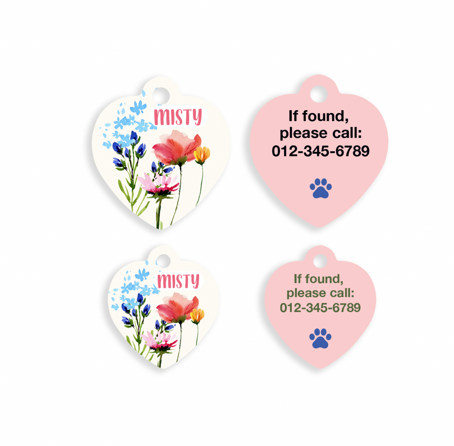 Floral Heart Shape Pet ID Tags