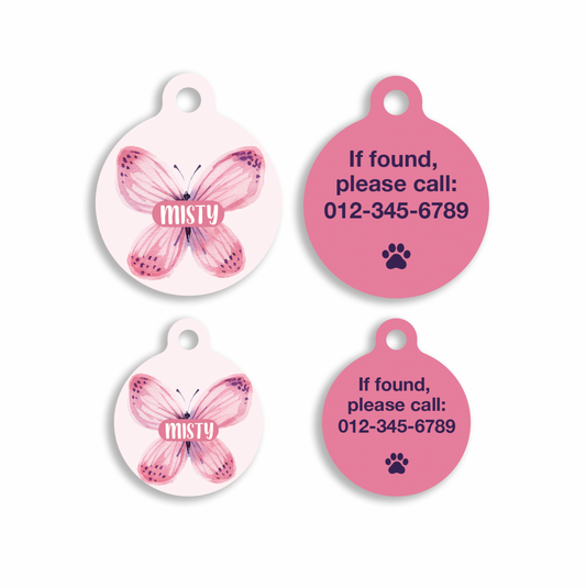 Butterfly Circle Pet ID Tag