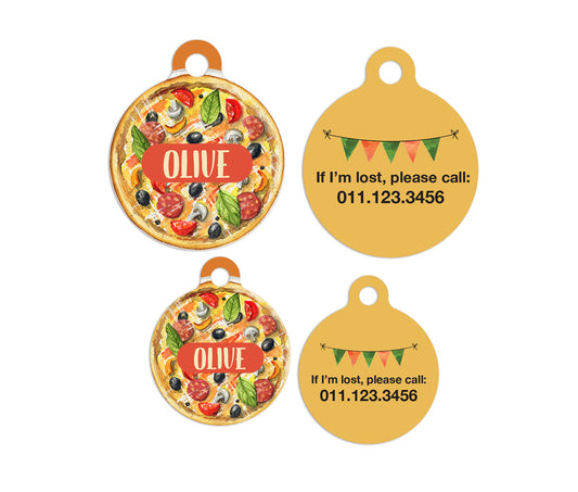 Customized Circle Pizza Pet ID Tag