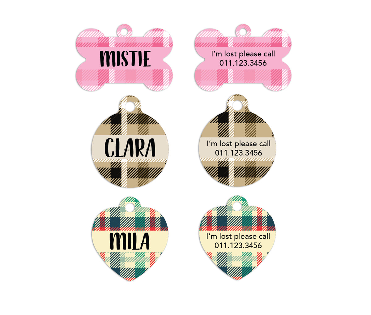 Plaid Pet ID Tags