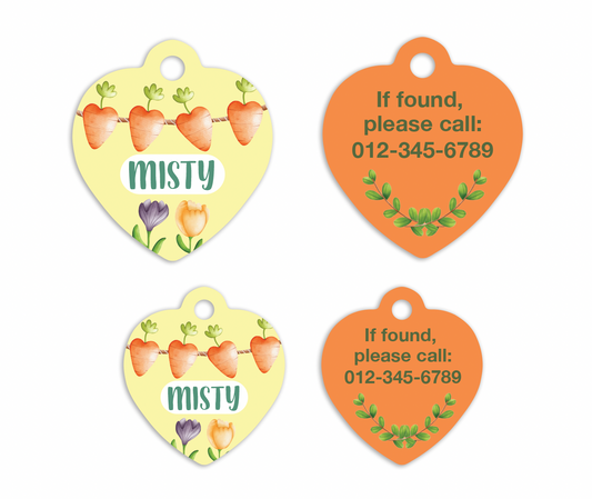 Easter Carrot Heart Shape Pet ID Tags