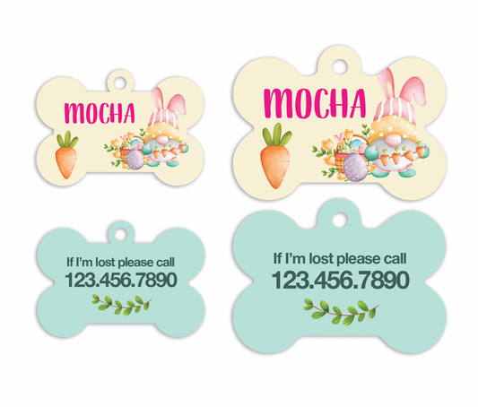 Easter Gnome Bone Pet ID Tags