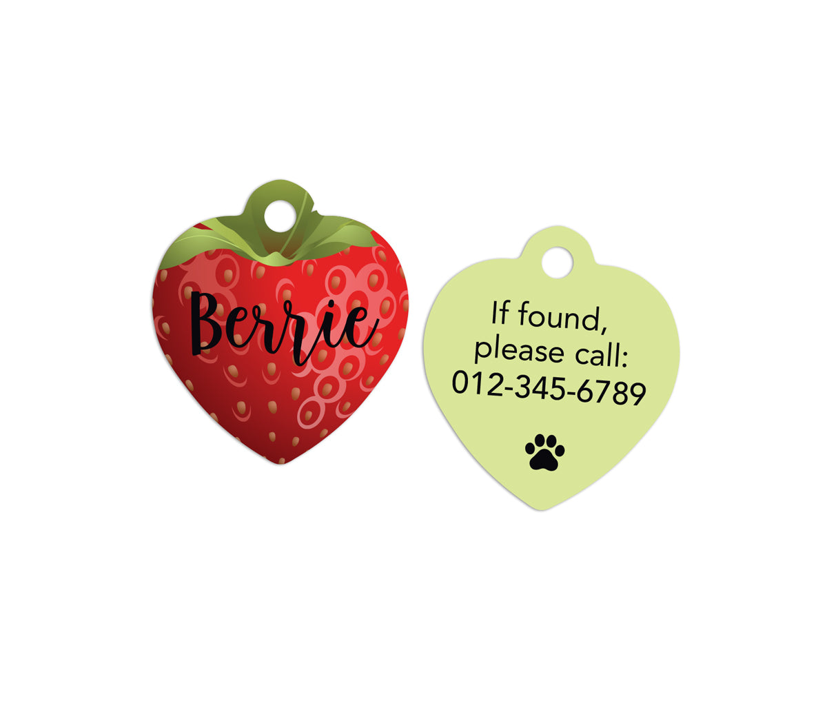 Strawberry Heart Shape Pet ID Tags - MintandJolie