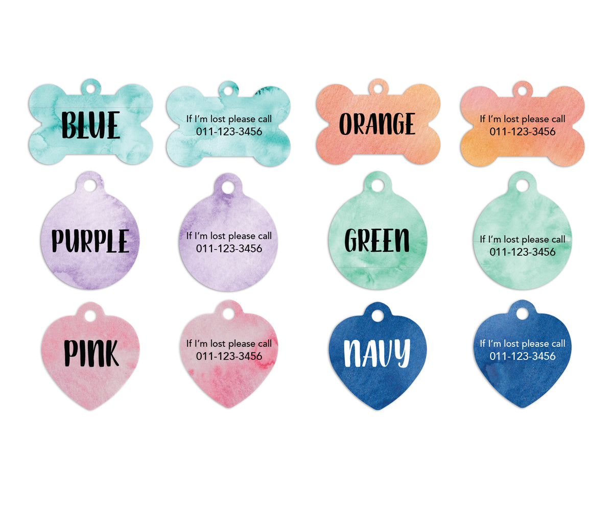 Watercolor Pet ID Tags