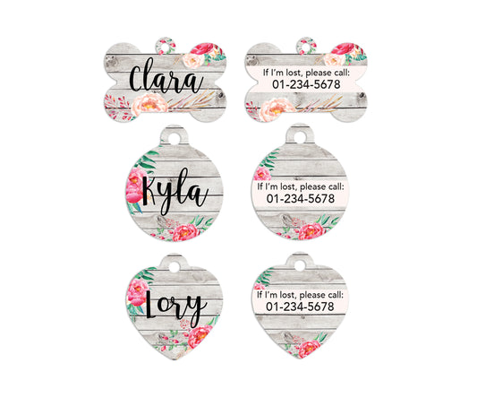 Floral Watercolor Rustic Pet ID Tags
