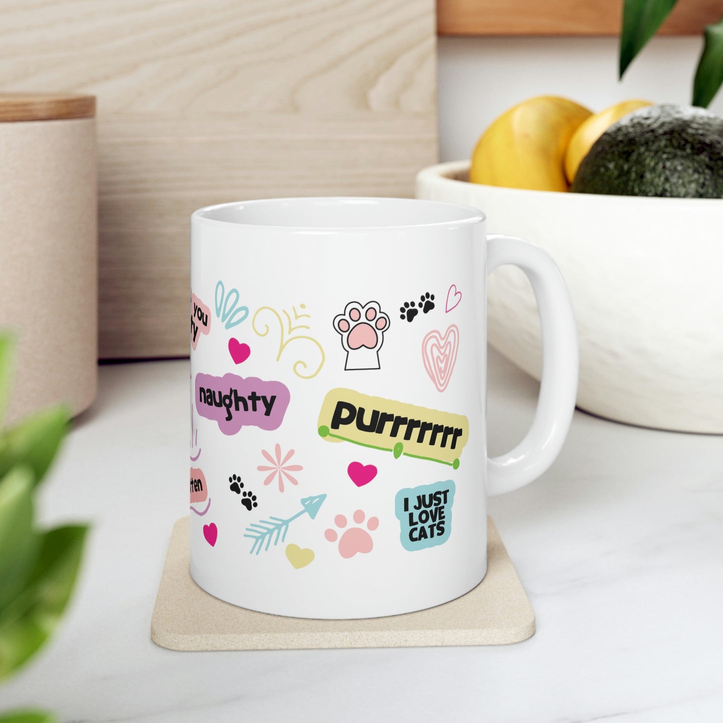 Cat Mom Wrap Style Doodles Ceramic Mug 11oz