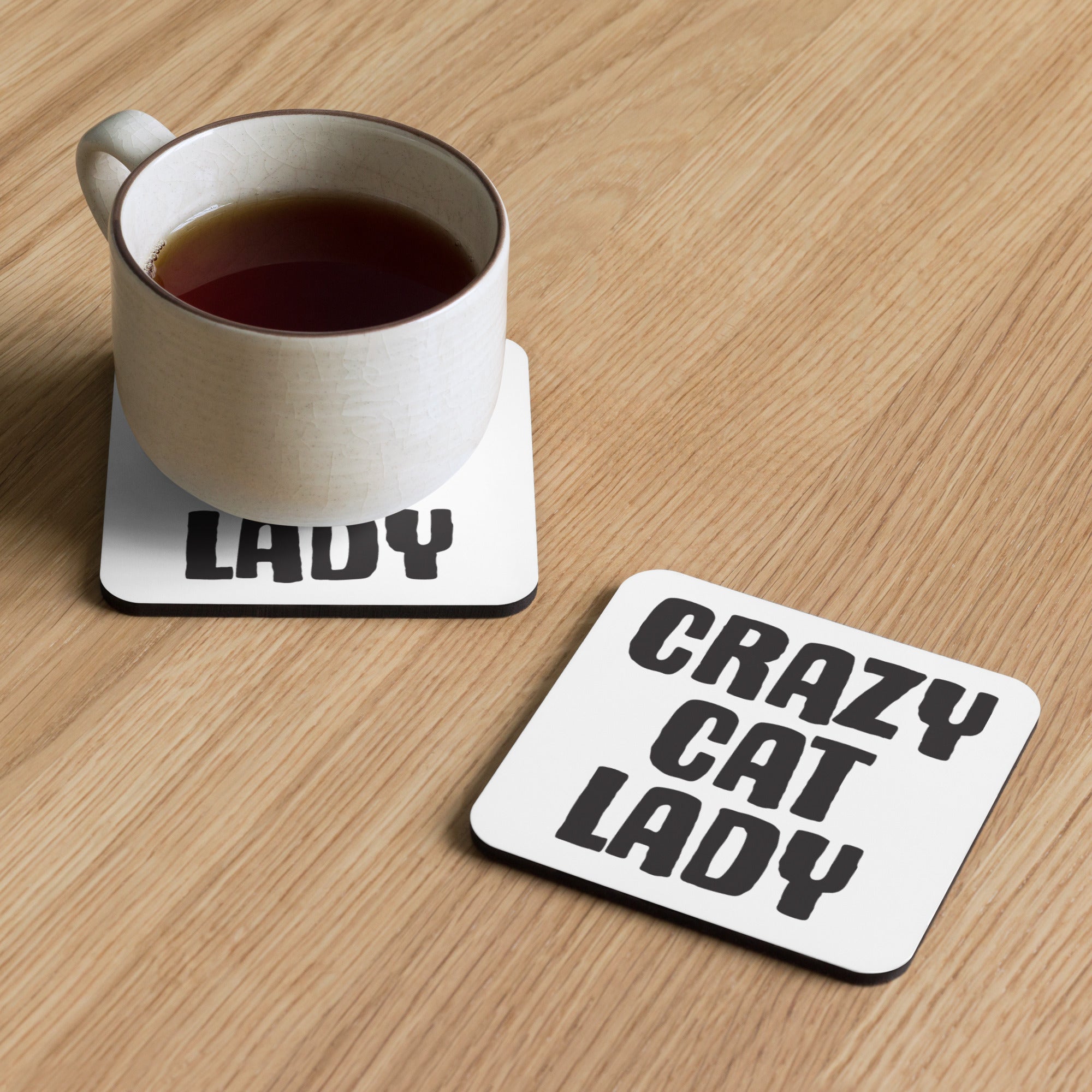 Crazy Cat Lady Cork back coaster